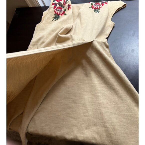 ZARA Knit Beige Cottagecore Romantic Summer Embroidered Wrap Dress Sz SMALL - Picture 8 of 8